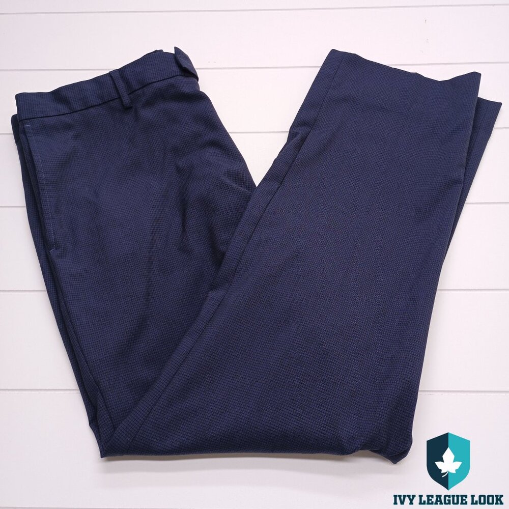 Banana Republic Navy Micro-Check Slim Fit Dress Pants 36x32